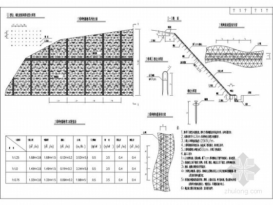 三维网植草施工措施资料下载-路堑三维网喷播植草护坡设计图