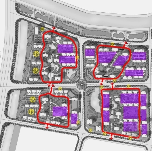 [北京]某住宅区规划及单体设计方案文本-车行交通分析