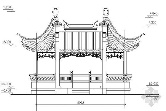 古建亭子建筑方案图系列-六角组合亭-2