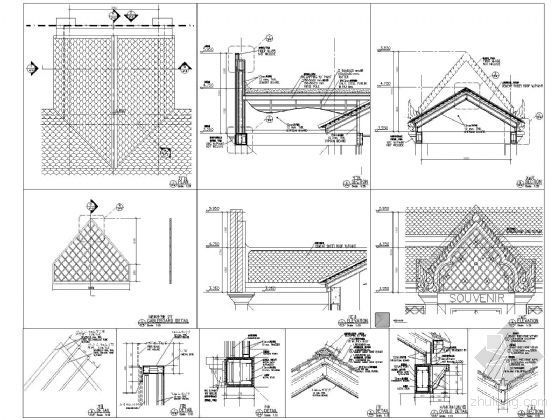 [上海世博会]泰国馆建筑施工图-自助餐厅、商铺入口门头详图