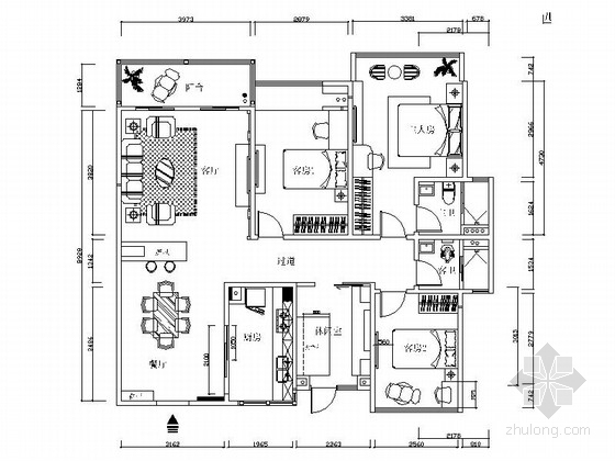 四居样板间装修图资料下载-现代简约风格四居室样板间装修施工图（含效果）