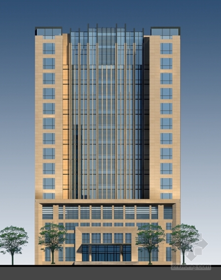 高层现代风格市级行政办公建筑立面图