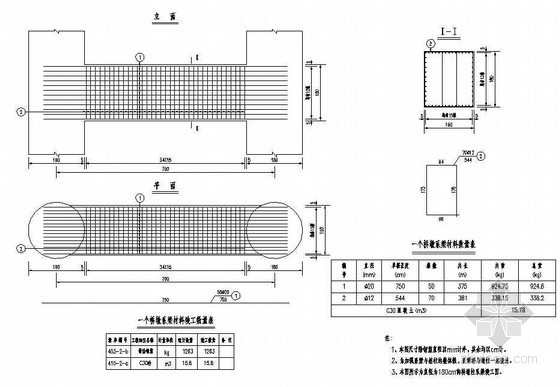 墩柱系梁盖梁资料下载-预应力钢筋混凝土T梁墩柱系梁钢筋构造节点详图设计