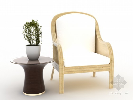 单人椅子模型资料下载-单人椅茶几组合3d模型下载