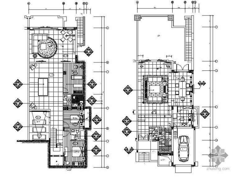 二层北欧风格建筑资料下载-[深圳]北欧风格高尔夫球联体别墅A型装修图