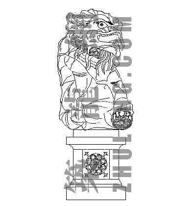cad石狮子图块资料下载-雕塑003