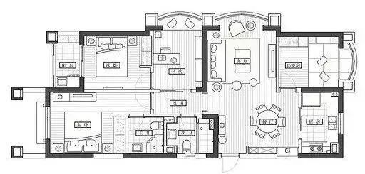 榻榻米床简约现代资料下载-113㎡挤出4室2厅，简约轻奢设计，住着真舒服！