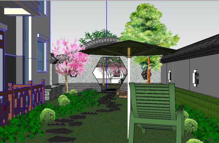 居住区庭院景观实景效果图资料下载-中式庭院居住区景观模型设计