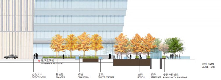 [武汉]中心景观方案设计方案文本 C-2 办公入口剖面