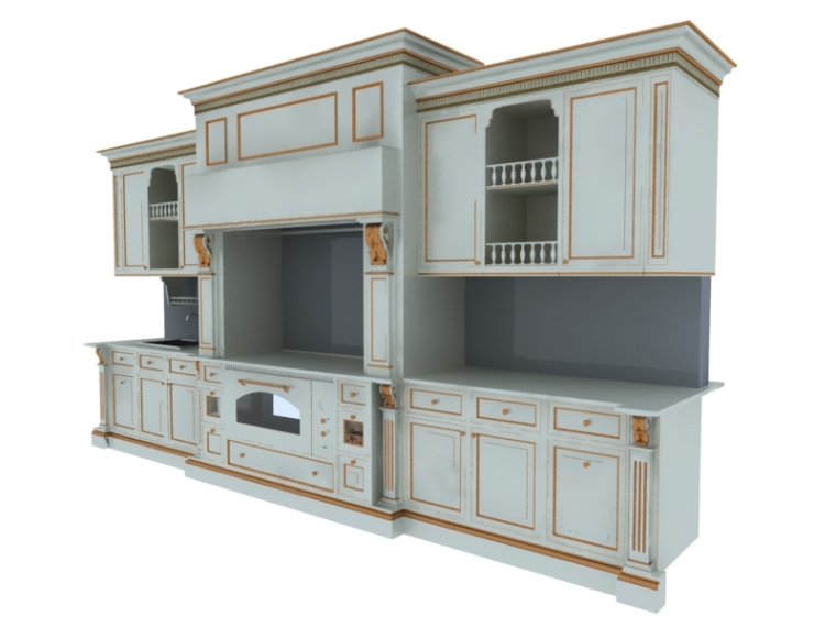 现代风格橱柜3d模型资料下载-欧式橱柜3D模型下载