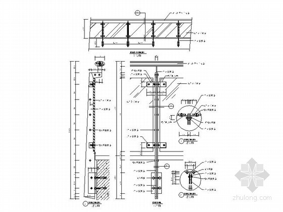 玻璃栏杆cad图纸资料下载-玻璃栏杆节点详图