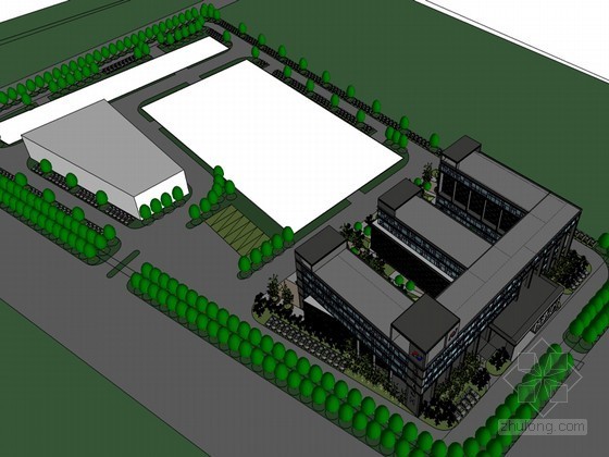 集团办公建筑方案设计资料下载-集团办公建筑SketchUp模型下载