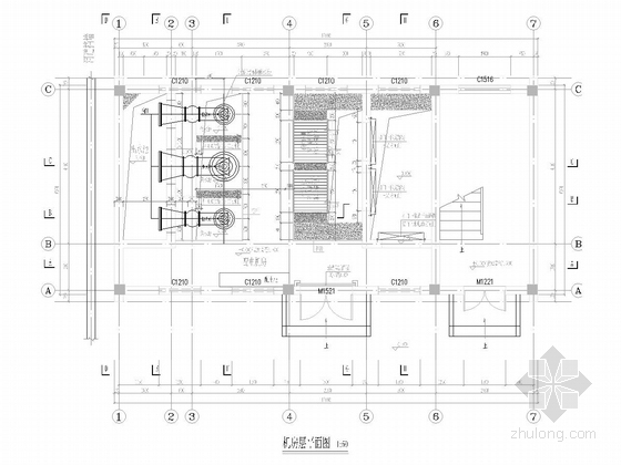 [浙江]市政小区管网施工图157张（管线泵站公厕 建筑落水管）-水泵站机房层平面图