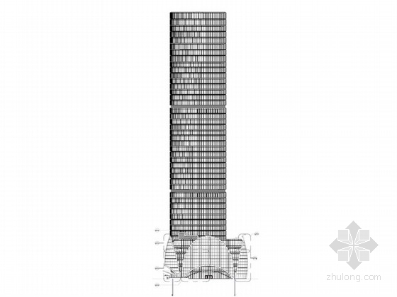 6米高玻璃幕墙资料下载-[北京]CBD核心商务区金融中心办公塔楼建筑设计施工图（44层 220米高）