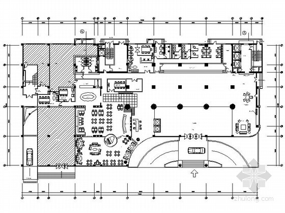度假酒店平面图dwg资料下载-某酒店大堂平面图