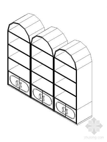 书柜柜子CAD图块资料下载-书柜CAD三维图块5