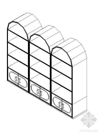 三维CAD图块资料下载-书柜CAD三维图块5