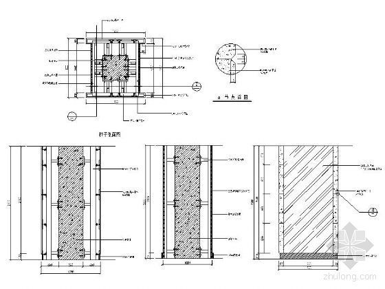 干挂石材包柱节点详图资料下载-墙砖干挂柱详图