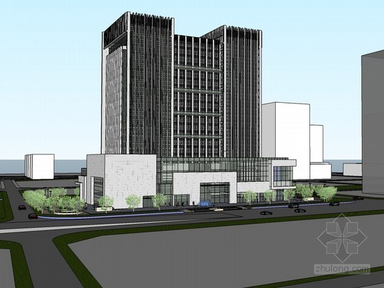 城市综合体公寓CAD资料下载-城市综合体建筑SketchUp模型下载