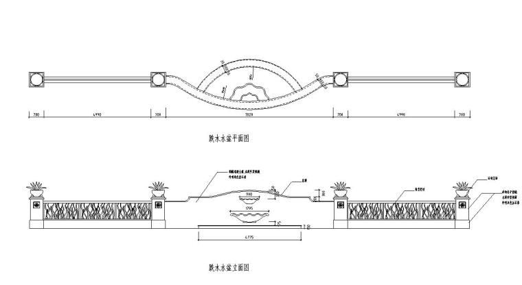 给水厂加药间平面剖面图资料下载-跌水水盆设计详图