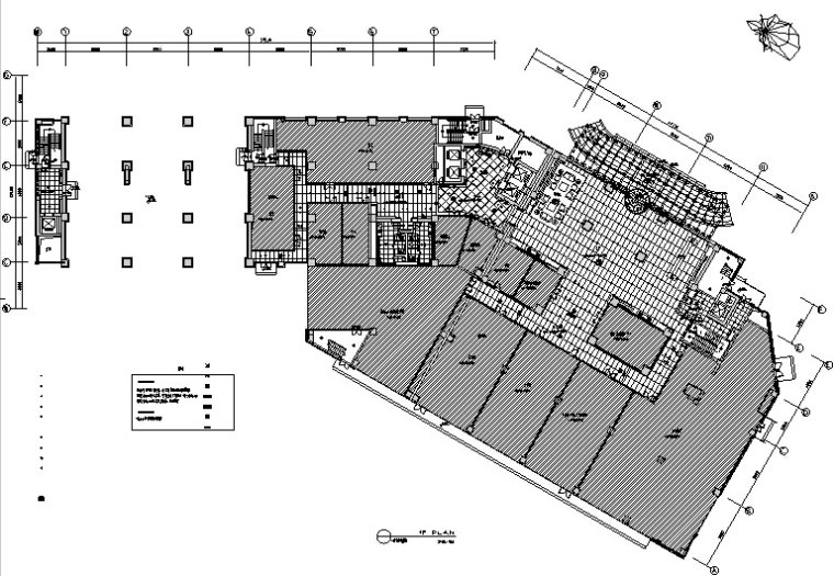 [江苏]昆山花桥国际商务城7500㎡三层公寓酒店设计施工图-一层平面布置图