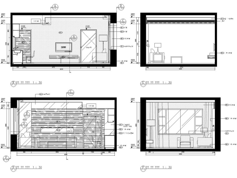 上海老西门新苑样板房施工图设计-客厅厨房立面图2