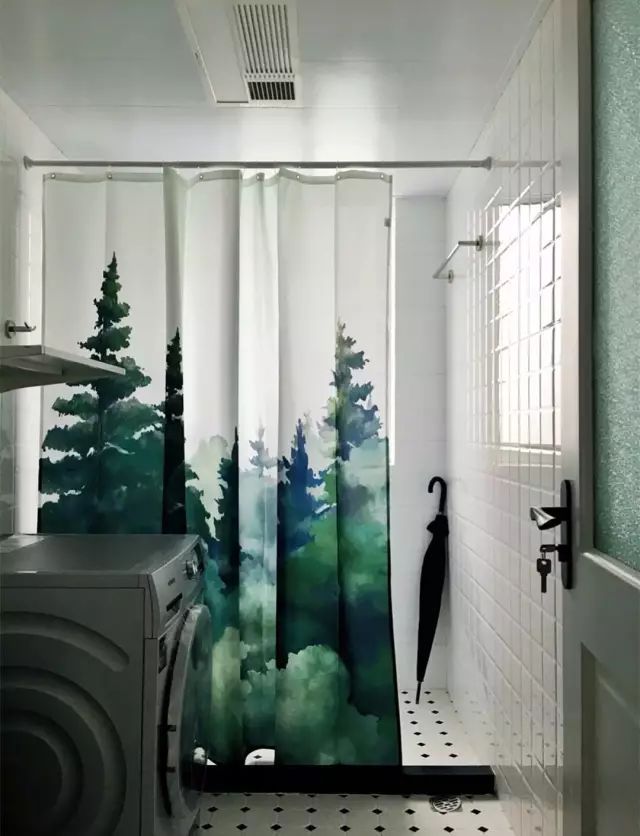 淋浴房挡水详图资料下载-浴帘+挡水石，原来小卫生间设计这么好搞定！
