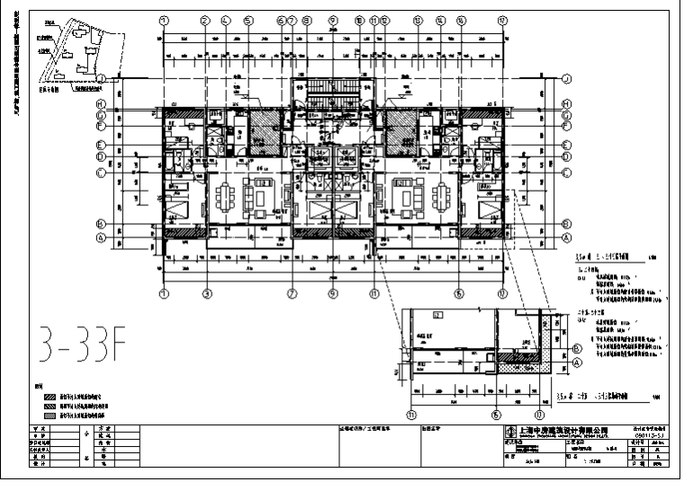 忆象小区住宅楼su模型+cad平立面图+效果方案-三十三层平面图