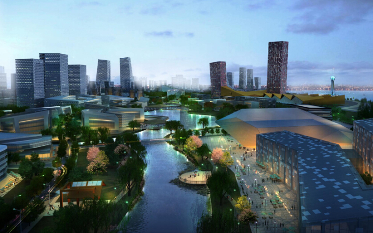 景观设计的发展与城市经济资料下载-[江苏]新水岸都市核心片区深度城市景观设计方案