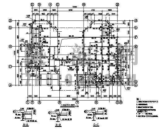 国标钢结构CAD钢结构图资料下载-钢结构别墅结构图