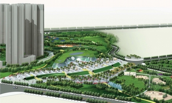 [重庆]环球绿带儿童主题公园景观设计方案-主题公园鸟瞰效果图