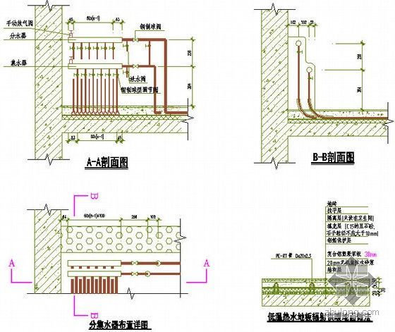 [合肥]高级别墅地源热泵空调设计全套施工图纸(含地暖 空调电气设计)-地暖大样图