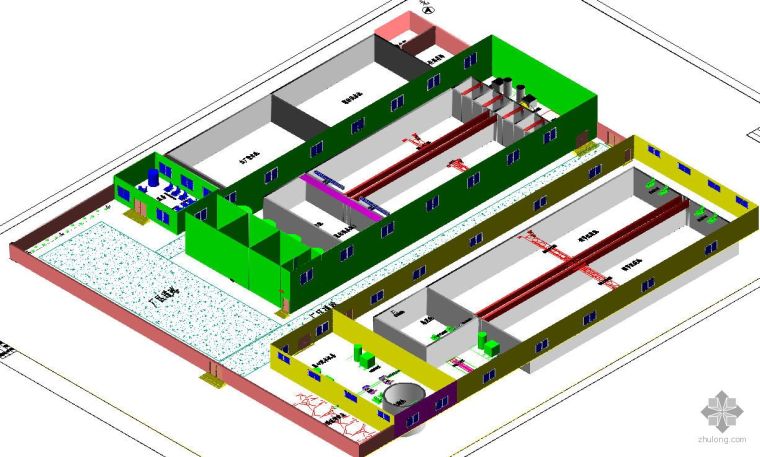 管件3d模型资料下载-煤矿井下排水处理及生活污水处理的总平面布置图