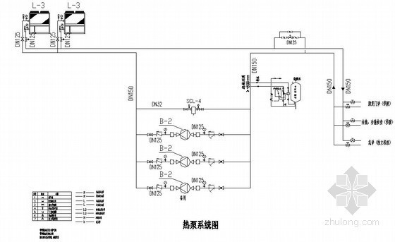 医院血库监测系统资料下载-某医院热泵系统图