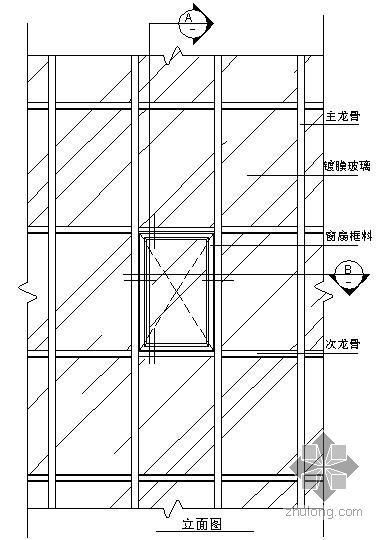 玻璃幕墙吊挂节点图资料下载-某吊挂式玻璃幕墙节点构造详图（七）（立面图）