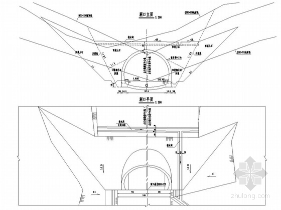单向行驶双车道分离式隧道施工图设计-隧道洞口 