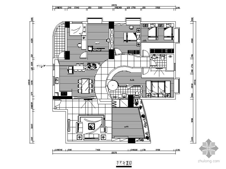 住宅室内装修水电图资料下载-现代风五居室内装修图（含效果）