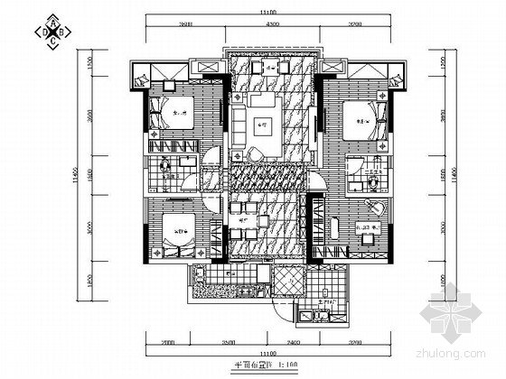 豪华欧式居室模型资料下载-[四川]豪华欧式风格四居室室内装修施工图（含效果）