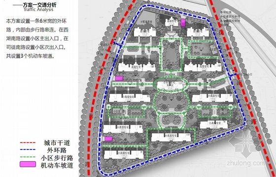 [江苏]新亚洲风格住宅小区规划设计方案文本（含3种方案）-新亚洲风格住宅小区规划分析图