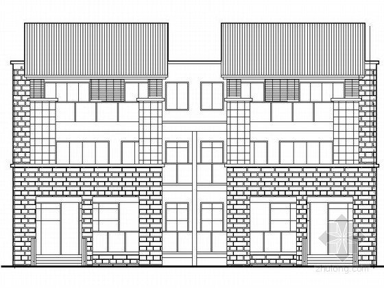 三层新中式建筑设计施工图资料下载-某三层中式双拼别墅建筑施工图