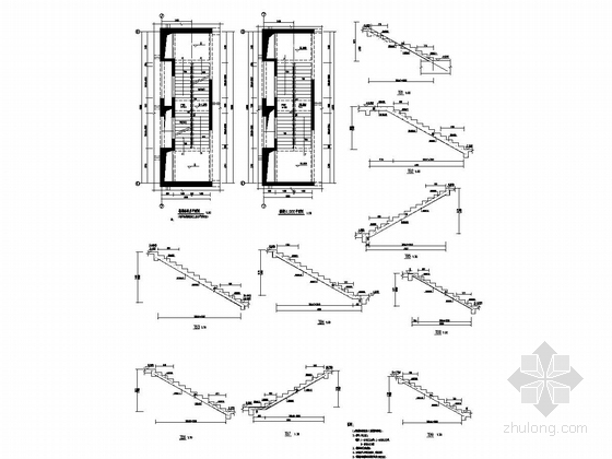 [云南]15层框架核心筒结构业务综合楼结构施工图-楼梯配筋图