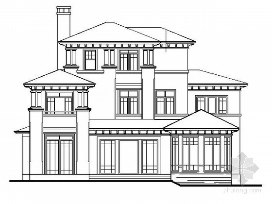 北美风格装修图片资料下载-某三层北美风格独栋别墅建筑方案图（南入口、334）