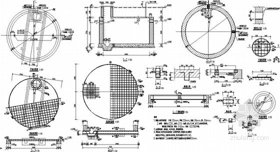 配筋井盖资料下载-某水池节点构造详图