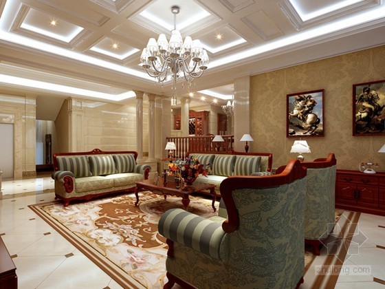 欧式客厅设计方案资料下载-欧式别墅客厅设计