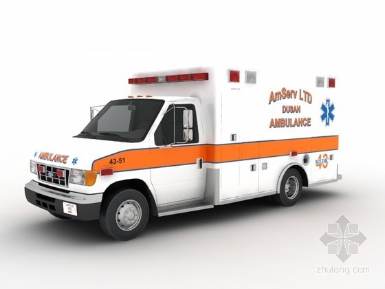 CAD汽车模型图资料下载-救护车3d模型下载