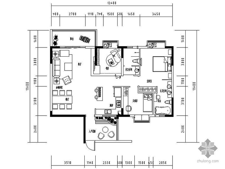 成都3房装修资料下载-[成都]三居样板房装修图