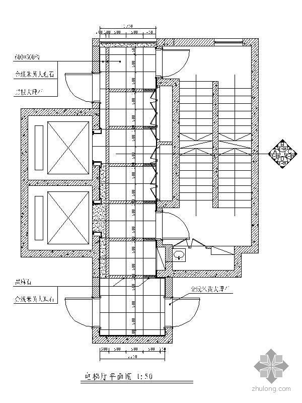 电梯别墅设计装修图资料下载-电梯厅装修图