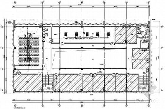 [广东]公共建筑办公楼空调通风及防排烟系统设计施工图（含消防环保设计）-二层空调冷媒管平面图 