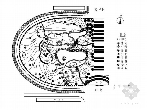 小游园环道设计施工详图-植物种植图 