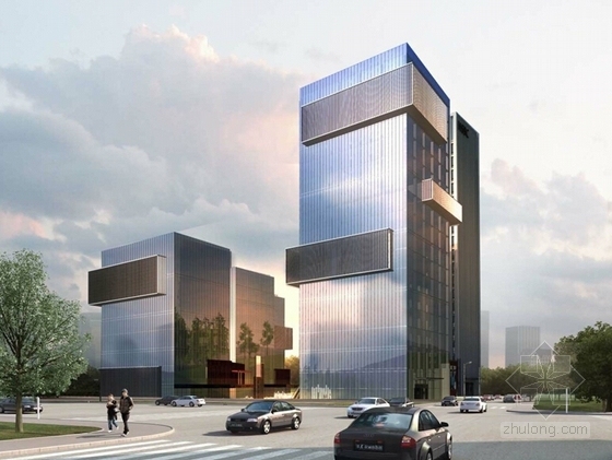 [陕西]现代风格LOFT高层办公楼建筑设计方案文本（含3个方案）-现代风格LOFT高层办公楼建筑效果图